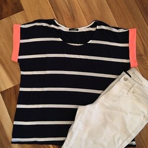 Papermoon navy striped shirt L